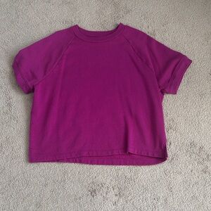 Womens Magenta Short sleeve sweatshirt